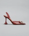 Amina Muaddi Begum 90mm 'glass' Slingback Pumps In Bordeaux