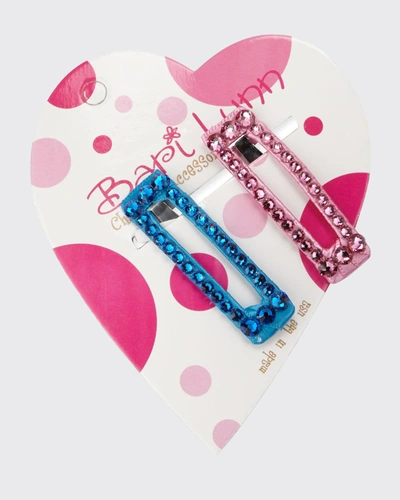 Bari Lynn Aqua & Pink Crystal Hair Clip Set