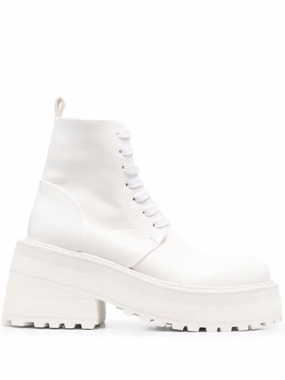 Marsèll Lace-up Platform-sole Leather Boots In Weiss