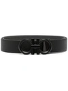 Ferragamo Reversible And Adjustable Gancini Belt In Schwarz