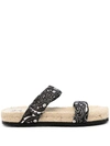 Manebi Bandana-print Flat Slides In Schwarz
