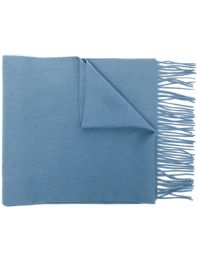 N.peal Woven Fringe Scarf In Blue