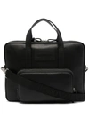 EMPORIO ARMANI LEATHER LOGO PATCH BRIEFCASE