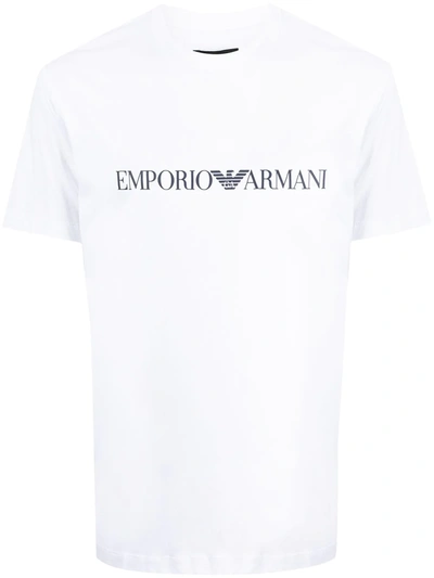 Emporio Armani Logo-print Cotton T-shirt In Weiss