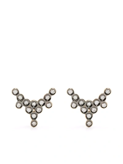 Yannis Sergakis 18kt Yellow Gold Mini Petale Diamond Earrings In Schwarz