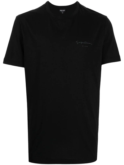 Giorgio Armani Logo-print Cotton T-shirt In Schwarz