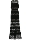 ELIE SAAB MACRAME LACE-PANELLED SLEEVELESS GOWN