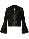 Elie Saab Sequin-embellished Bell-sleeve Jacket In Schwarz