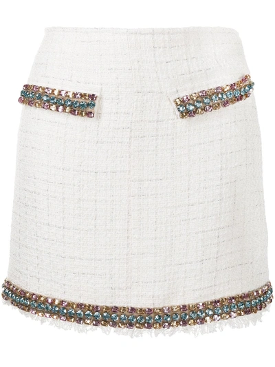 Blumarine Embellished Tweed Skirt In Weiss