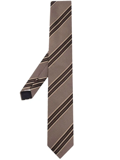 Lardini Striped Jacquard Tie In Nude