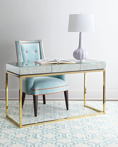 Jonathan Adler Delphine Desk In Brass/lt. Blue