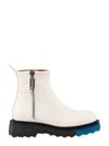 Off-white Sponge Sole Leather Zip Boots In White