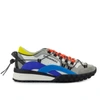 Dsquared2 Legend Double Wave Leather Sneakers In Grigio/blu