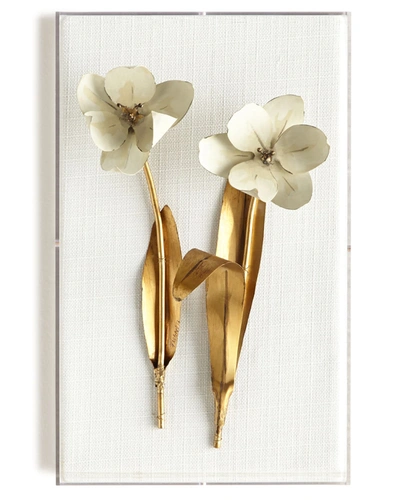 Tommy Mitchell Original Gilded Tulip On White Linen In Gold