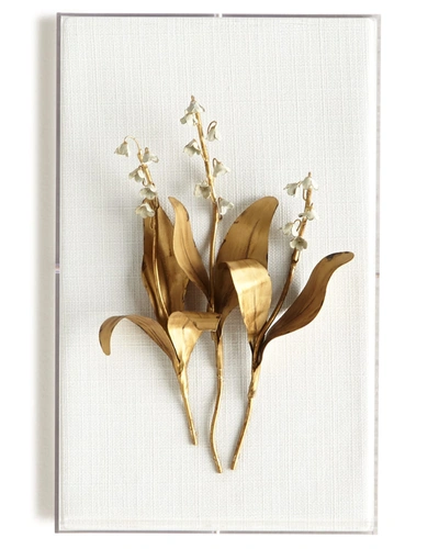 Tommy Mitchell Original Gilded Lily Of The Valley On Linen In Gold