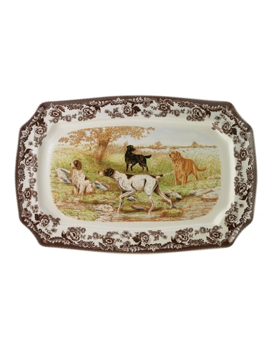 Spode Rectangular Hunting Dogs Platter In Brown