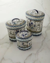 NEIMAN MARCUS BLUE AND GREEN PAVOE CANISTERS, SET OF 3,PROD244800158