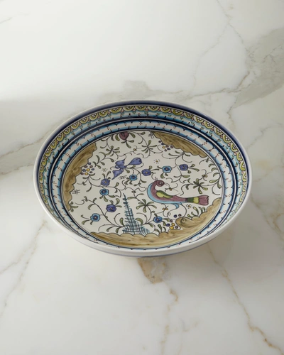 Neiman Marcus Blue And Green Pavoes Serving Bowl