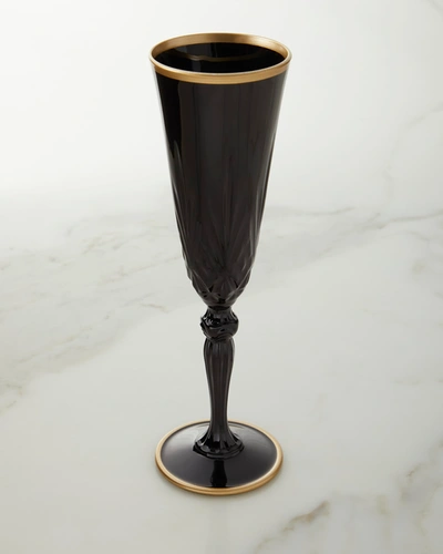Neiman Marcus Elegance Black And Gold Collection Champagne Flute Glasses, Set Of 4