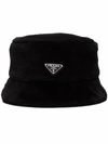 PRADA PRADA WOMEN'S BLACK LEATHER HAT,1HC1372EC9F0002 M