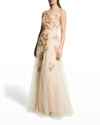 CAROLINA HERRERA BEAD-EMBROIDERED TULLE ILLUSION GOWN,PROD243490206