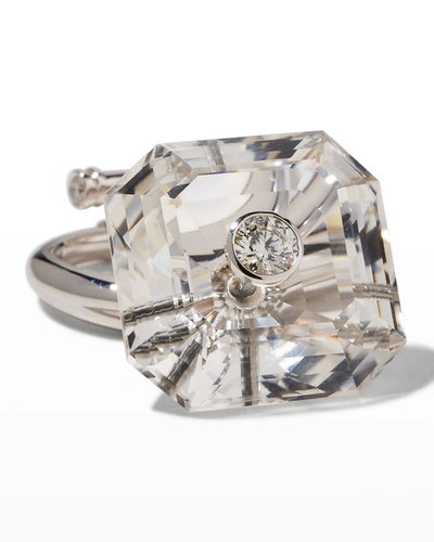 Prince Dimitri Jewelry 18k White Gold Rock Quartz Ring With Diamonds