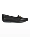 Geox Annytah Leather Moc-toe Loafers In Black