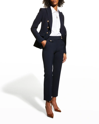 Veronica Beard Renzo High-rise Slim Cropped Pants In Navy