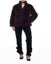 Apparis Skylar Faux Fur Tiered Short Coat In Purple