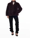 Apparis Skylar Faux Fur Tiered Short Coat In Tobacco