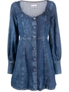 GANNI SCOOP-NECK MINI DENIM DRESS