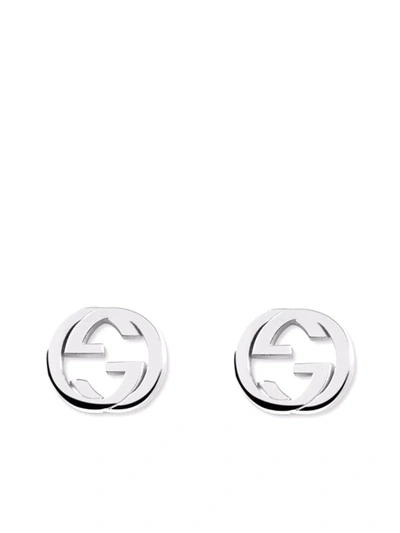 GUCCI STERLING SILVER INTERLOCKING G STUD EARRINGS