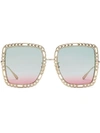 Gucci Blue/pink Chain-detail Frame Sunglasses In Blue