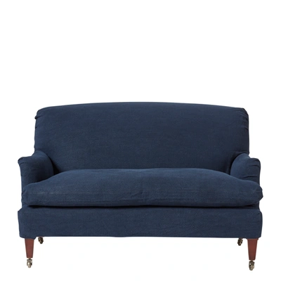 Oka Coleridge 2-seater Sofa With Linen Slip Cover - Pure Navy