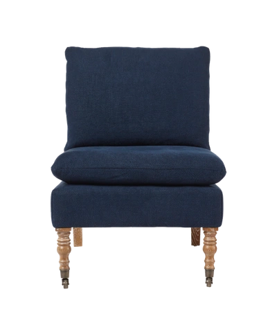 Oka Apadana Linen Armless Chair - Pure Navy