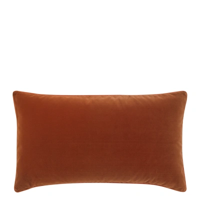 Oka Small Plain Velvet Pillow Cover - Dirty Orange