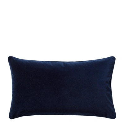 Oka Small Plain Velvet Cushion Cover - Perfect Navy