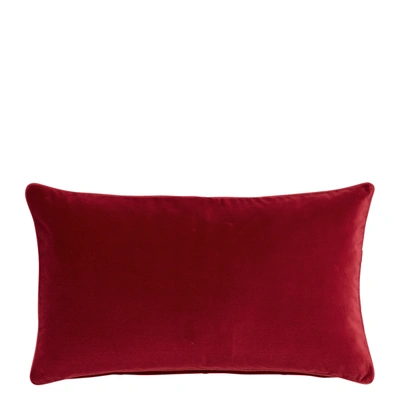 Oka Plain Velvet Pillow Cover - Red Garnet