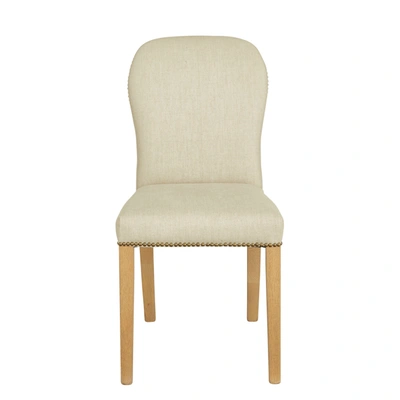 Oka Stafford Linen Dining Chair - Natural