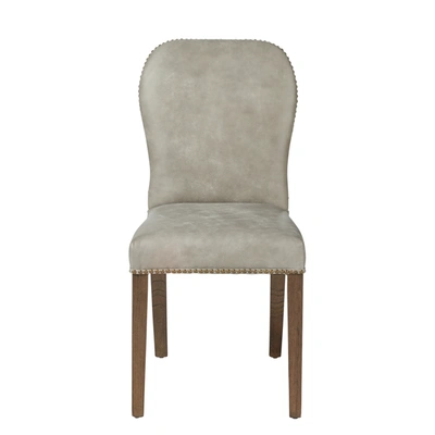 Oka Stafford Leather Dining Chair - Ash Grey