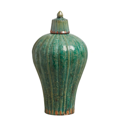 Oka Quinglong Lidded Vase - Antique Green