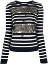 VALENTINO LACE INSERTS STRIPED JUMPER,17323186