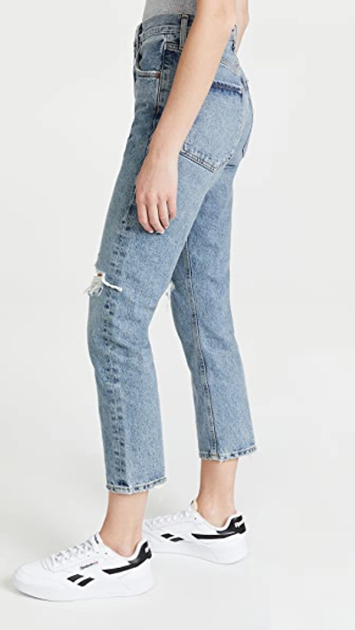 Agolde Riley High Rise Straight Crop Jeans In Multi