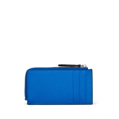 Smythson 3 Card Slot Coin Purse In Panama In Lapis