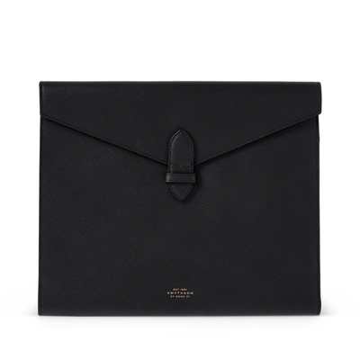 Smythson Leather Panama Writing Folder In Black