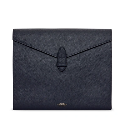 Smythson A4 Trifold Writing Folder In Panama In Navy