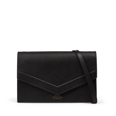 Smythson Panama Envelope Crossbody Bag In Black