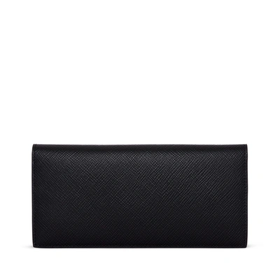 Smythson Slim Coat Cross-grain Leather Wallet In Black