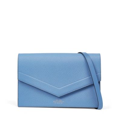 Smythson Medium Leather Panama Envelope Cross-body Bag In Nile Blue