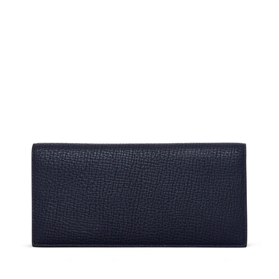 Smythson Slim Coat Wallet In Ludlow In Navy